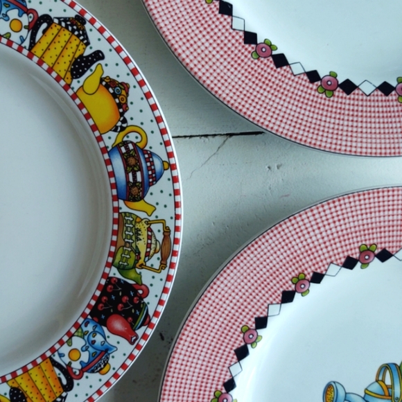 Set of 3 Mary Engelbreit 8" plates Afternoon Tea & Garden Time - Picture 2 of 7